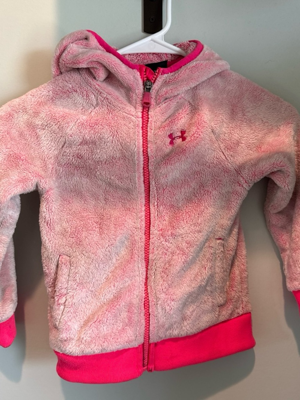 Under Armour Girls Pink Plush Hooded Zip Jacket